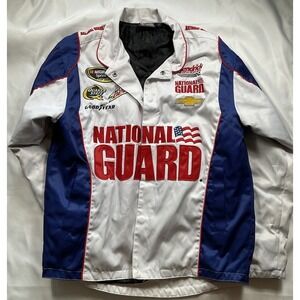 Dale Earnhardt Jr Jacket Size SM White NASCAR Amp National Guard Auth Chase